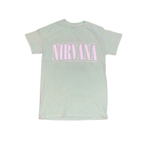 Nirvana Other - Nirvana T-Shirt Green Rock Band  Graphic Tee Grunge Punk Size Small